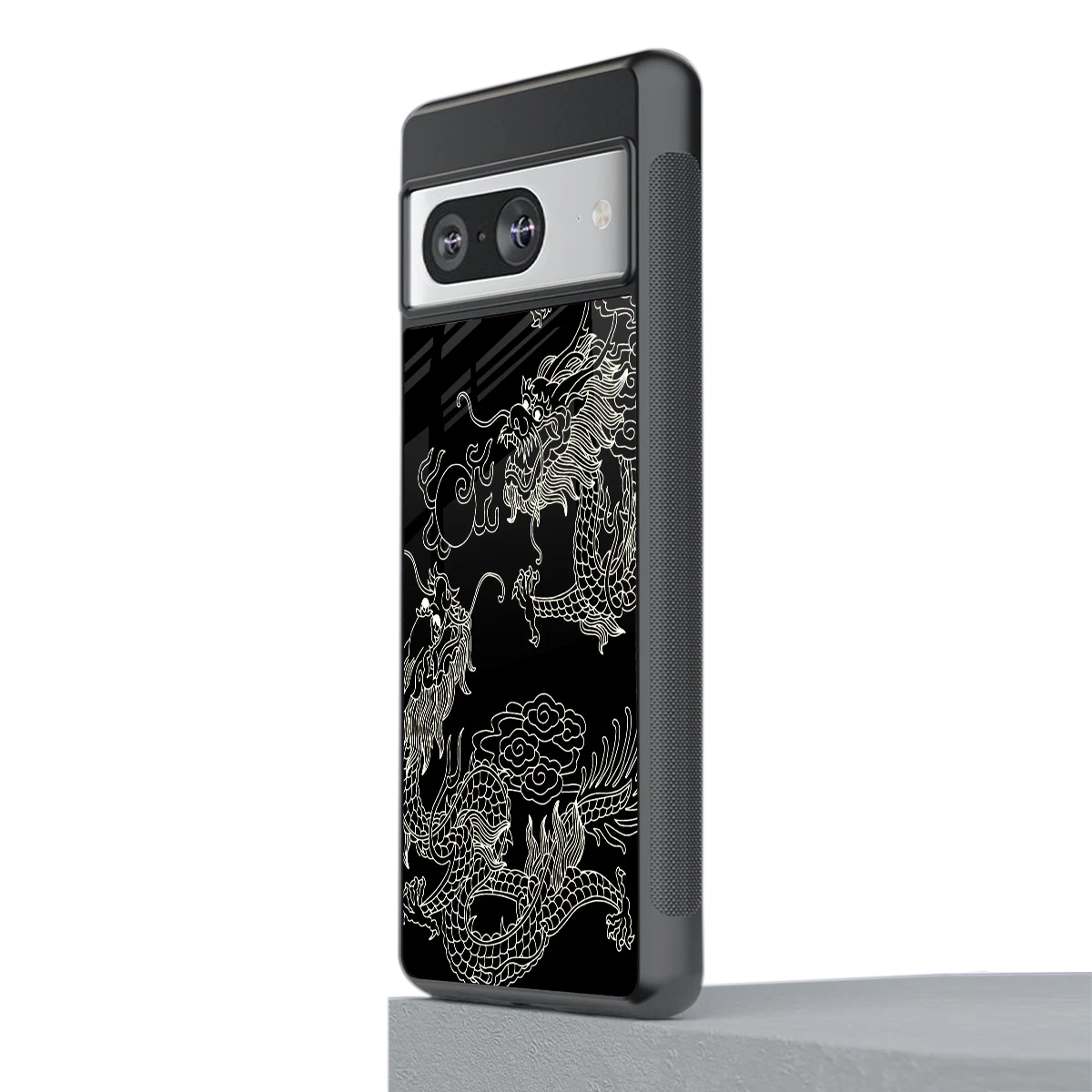 Dragons Black stylish phone case for google pixel 8 | glossy glass and slim fit