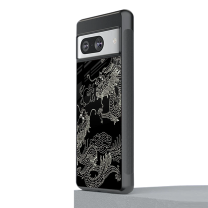 Dragons Black stylish phone case for google pixel 8 | glossy glass and slim fit