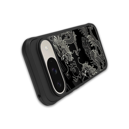Dragons Black stylish phone case for google pixel 9 | glossy glass and slim fit