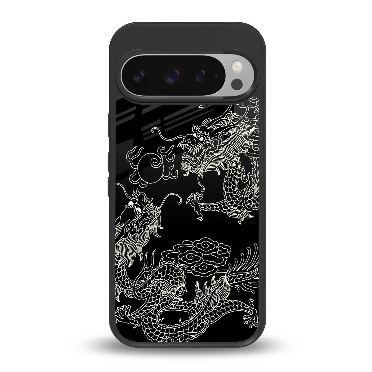 Dragons Black back phone cover | glass case for google pixel 9 pro xl