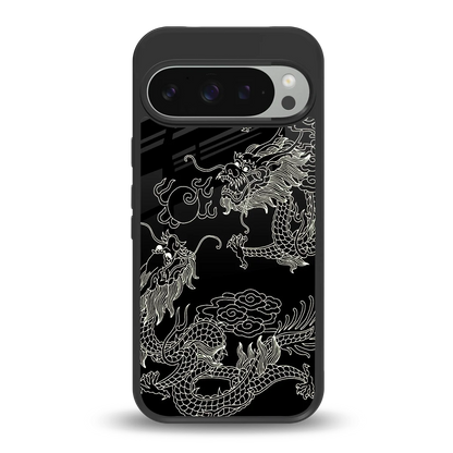 Dragons Black back phone cover | glass case for google pixel 9 pro xl