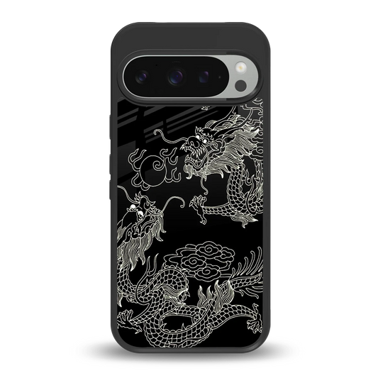 Dragons Black back phone cover | glass case for google pixel 9 pro xl