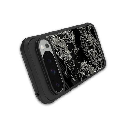 Dragons Black stylish phone case for google pixel 9 pro xl | glossy glass and slim fit