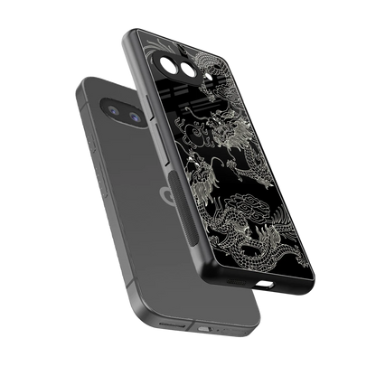 Dragons Black sleek google pixel 10a cover with tempered glass back and TPU edges