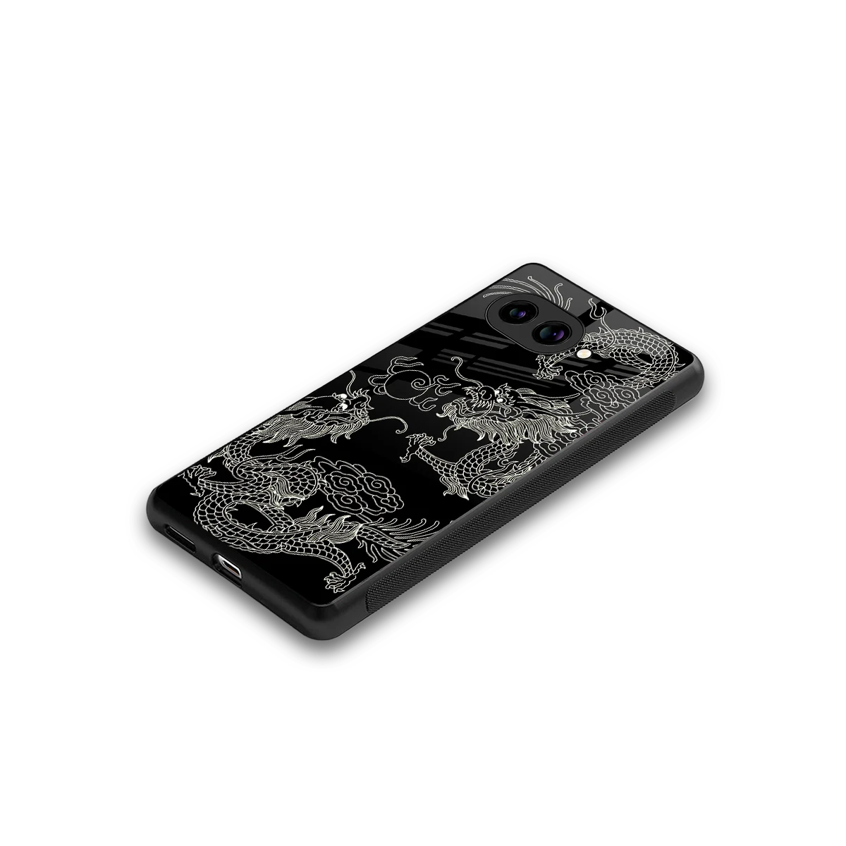 Dragons Black stylish phone case for google pixel 10a | glossy glass and slim fit