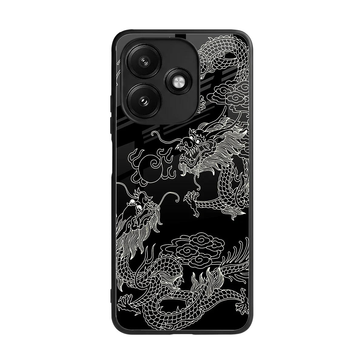 Dragons Black back phone cover | glass case for redmi 12 5g