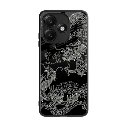 Dragons Black back phone cover | glass case for redmi 12 5g