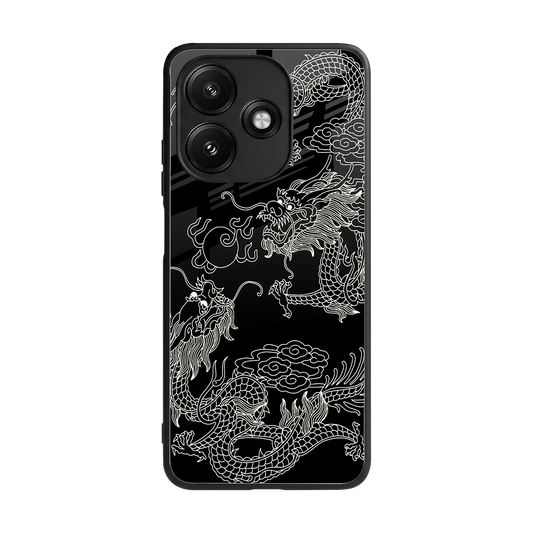 Dragons Black back phone cover | glass case for redmi 12 5g