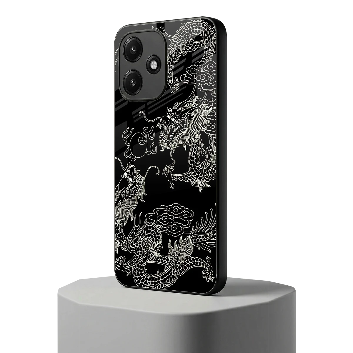 Dragons Black redmi 12 5g mobile cover | shockproof glass phone case
