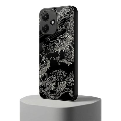 Dragons Black redmi 12 5g mobile cover | shockproof glass phone case