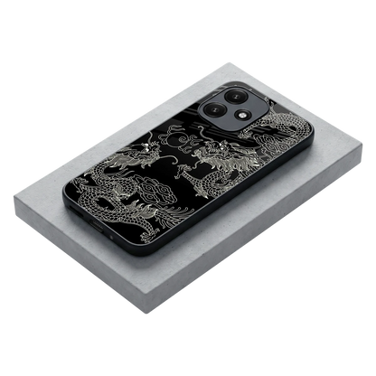 Dragons Black stylish phone case for redmi 12 5g | glossy glass and slim fit