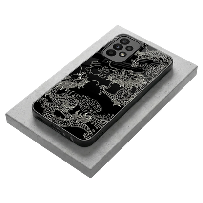 Dragons Black stylish phone case for samsung galaxy a23 | glossy glass and slim fit