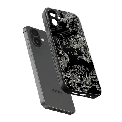 Dragons Black sleek samsung galaxy a06 5g cover with tempered glass back and TPU edges