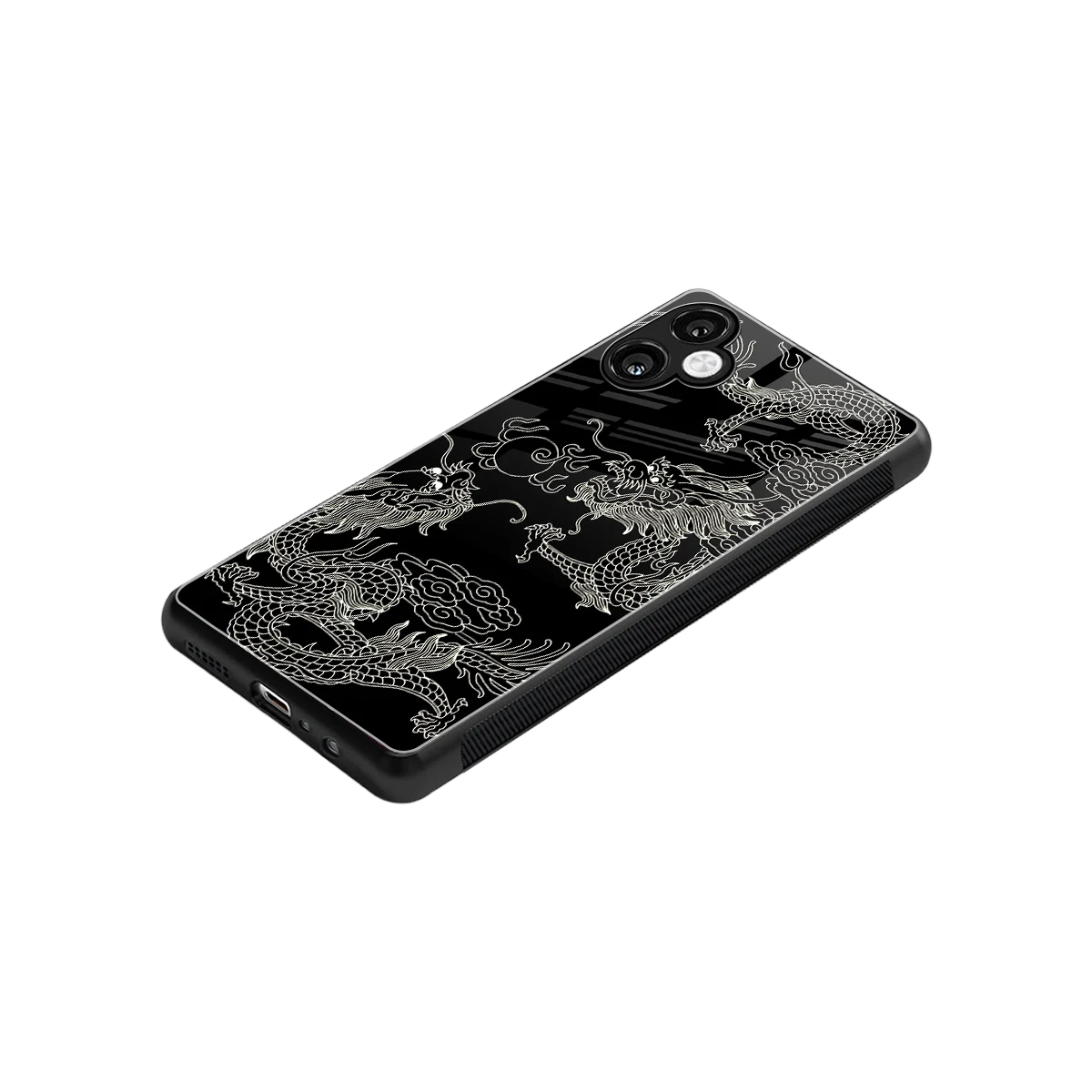 Dragons Black stylish phone case for samsung galaxy a06 5g | glossy glass and slim fit