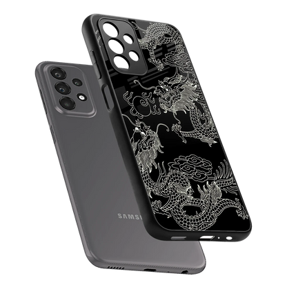 Dragons Black sleek samsung galaxy a23 cover with tempered glass back and TPU edges