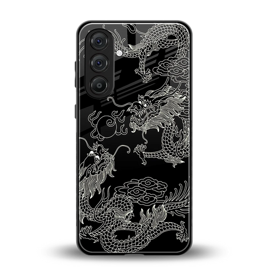 Dragons Black back phone cover | glass case for samsung galaxy m55 5g