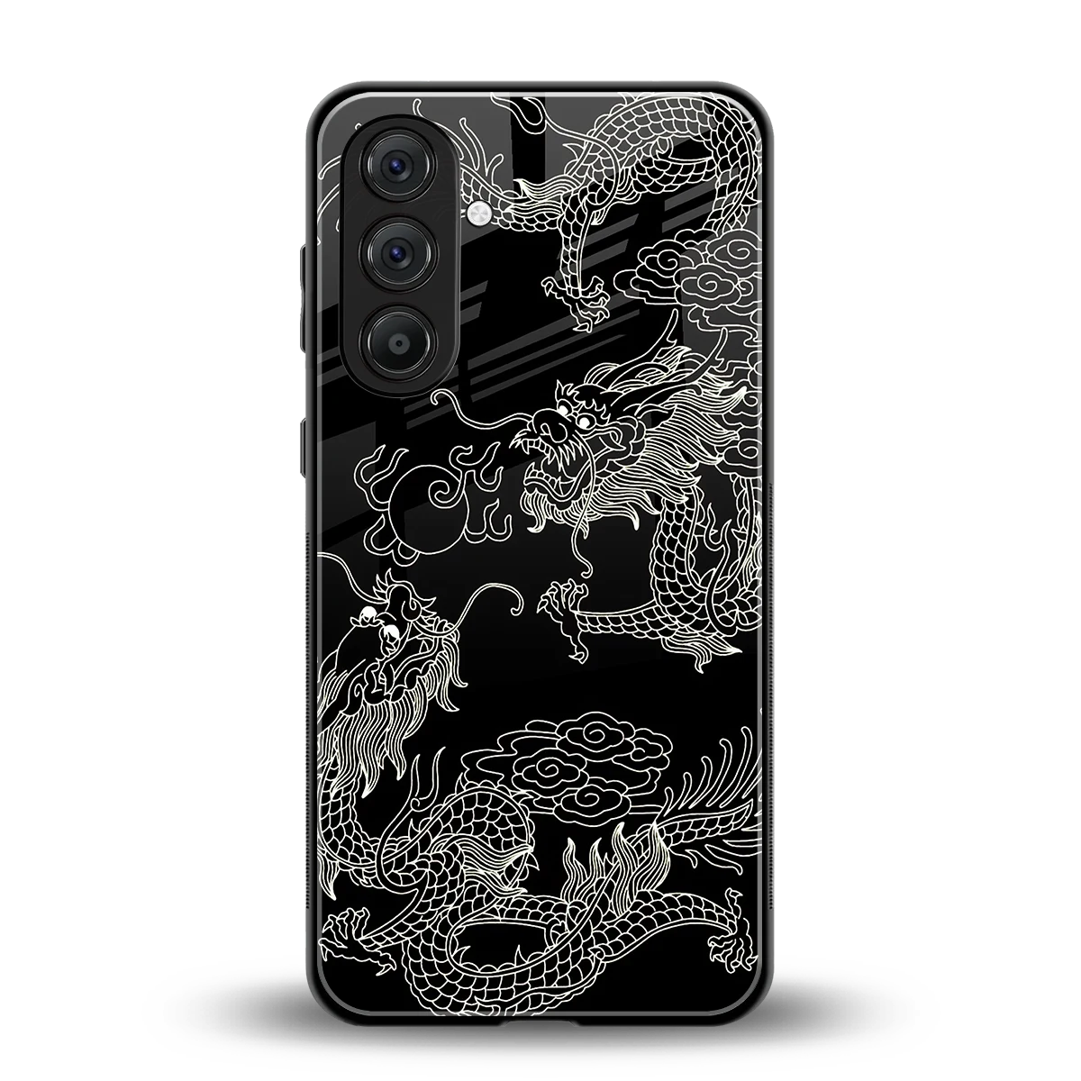 Dragons Black back phone cover | glass case for samsung galaxy a55 5g