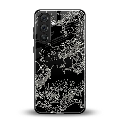 Dragons Black back phone cover | glass case for samsung galaxy a55 5g