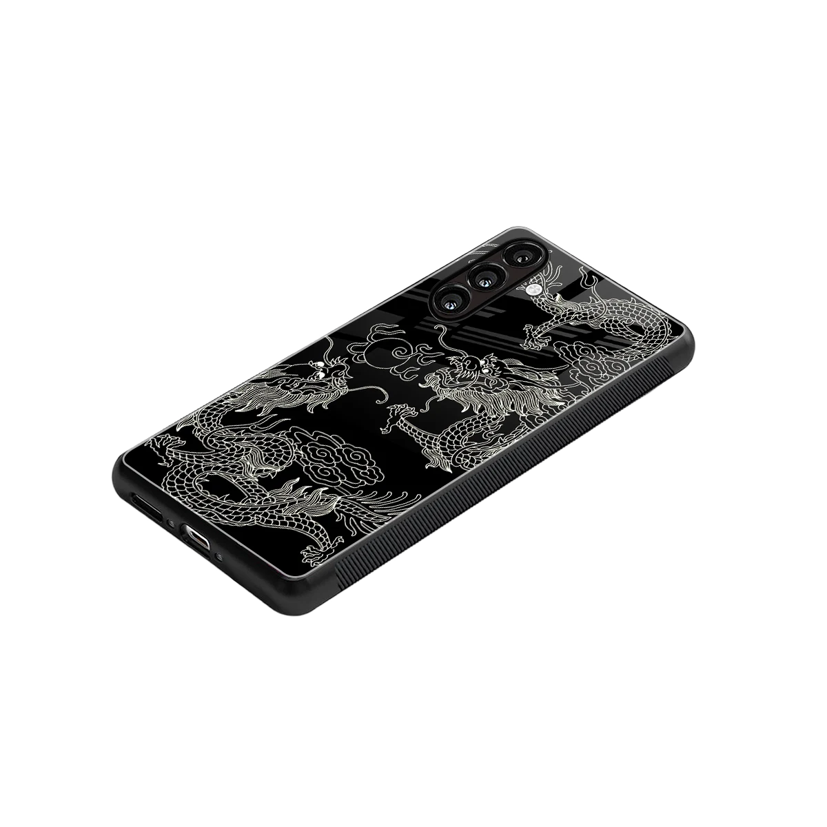 Dragons Black stylish phone case for samsung galaxy a55 5g | glossy glass and slim fit