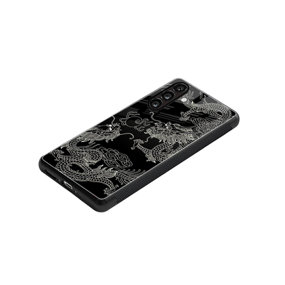 Dragons Black stylish phone case for samsung galaxy a55 5g | glossy glass and slim fit