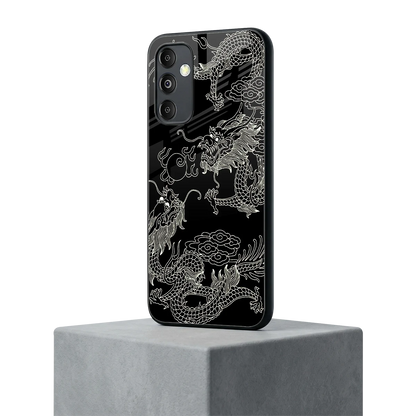 Dragons Black samsung galaxy m14 5g mobile cover | shockproof glass phone case