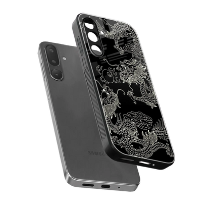Dragons Black sleek samsung galaxy m36 5g cover with tempered glass back and TPU edges