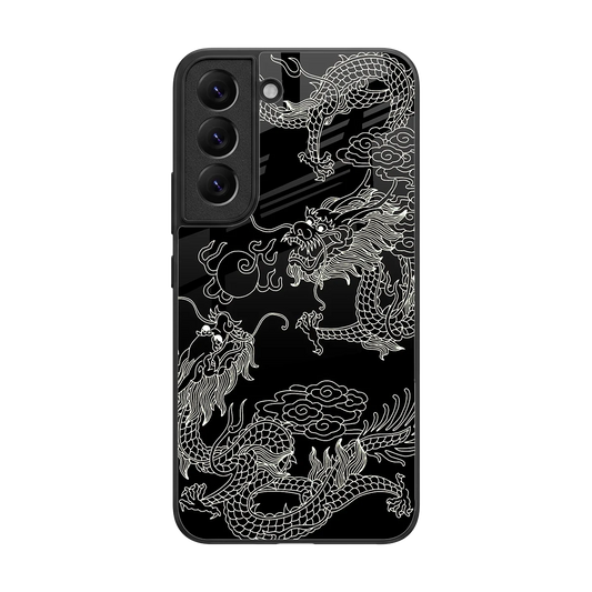 Dragons Black back phone cover | glass case for samsung galaxy s22