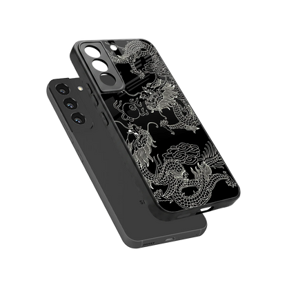 Dragons Black sleek samsung galaxy s22 cover with tempered glass back and TPU edges