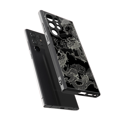 Dragons Black sleek samsung galaxy s23 ultra cover with tempered glass back and TPU edges