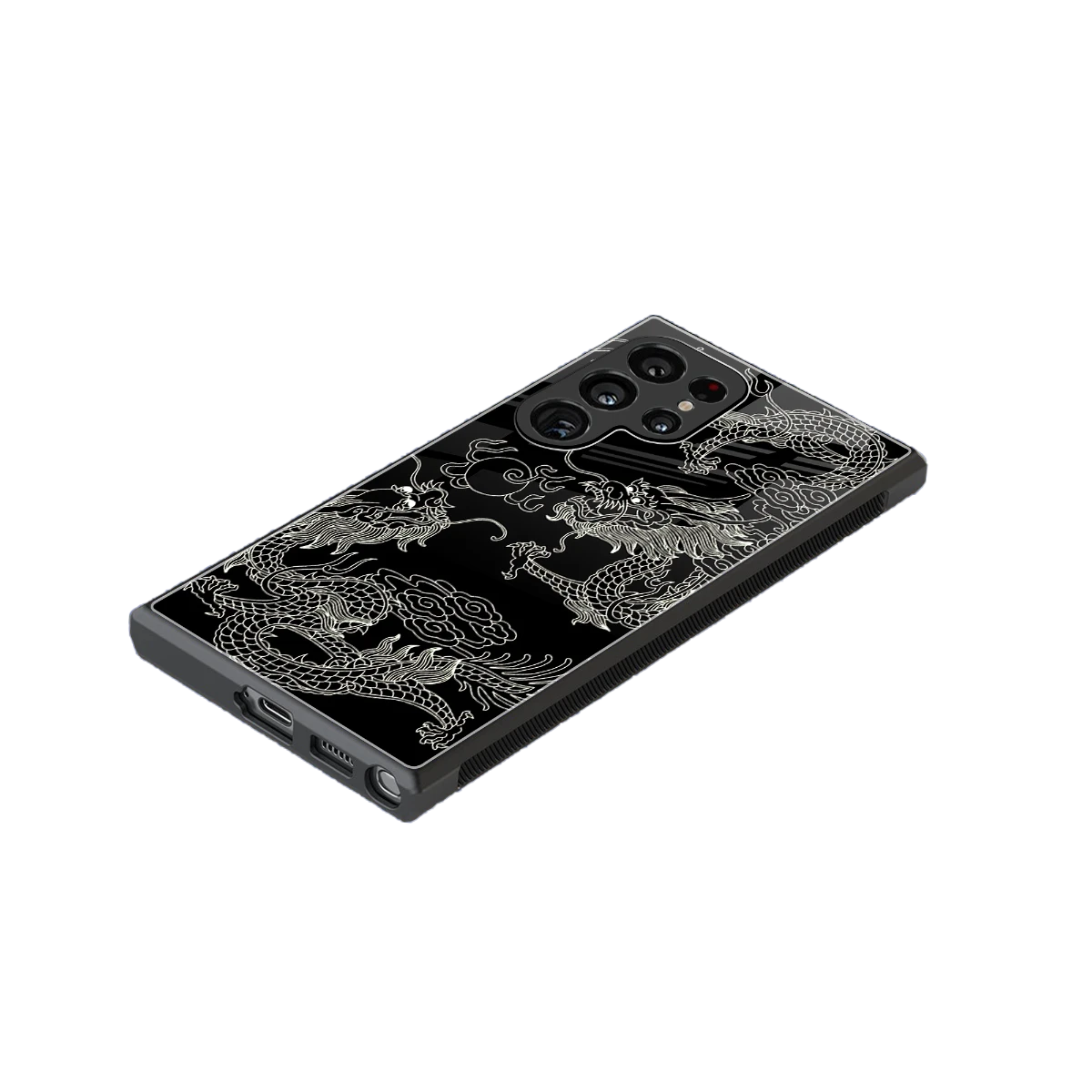 Dragons Black stylish phone case for samsung galaxy s23 ultra | glossy glass and slim fit