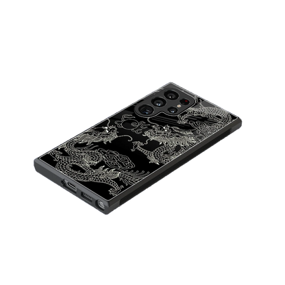 Dragons Black stylish phone case for samsung galaxy s23 ultra | glossy glass and slim fit