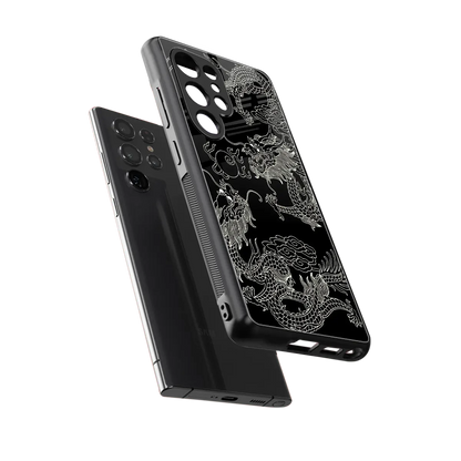 Dragons Black sleek samsung galaxy s25 ultra cover with tempered glass back and TPU edges