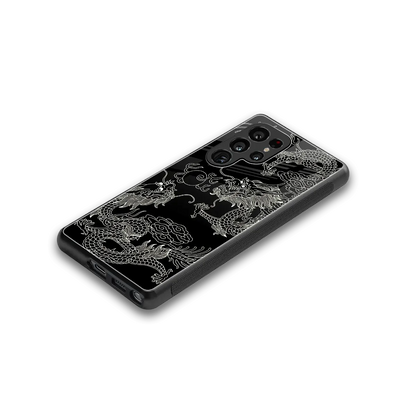 Dragons Black stylish phone case for samsung galaxy s25 ultra | glossy glass and slim fit