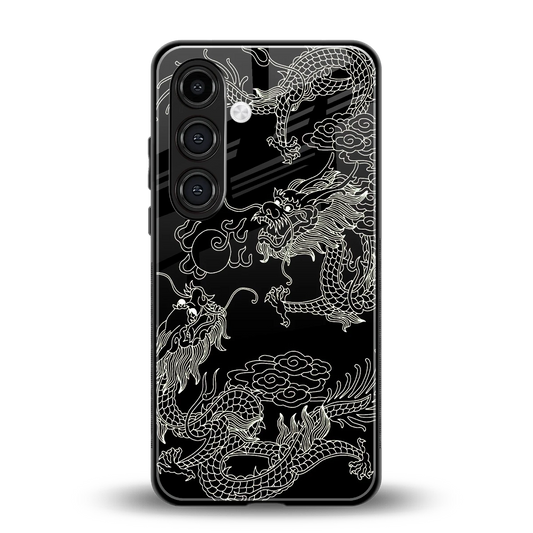Dragons Black back phone cover | glass case for samsung galaxy s24 plus