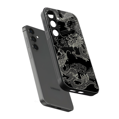Dragons Black sleek samsung galaxy s24 cover with tempered glass back and TPU edges