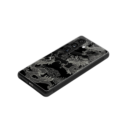 Dragons Black stylish phone case for samsung galaxy s24 | glossy glass and slim fit