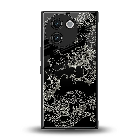 Dragons Black back phone cover | glass case for vivo v30e