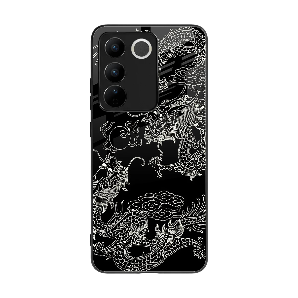 Dragons Black back phone cover | glass case for vivo v27 5g