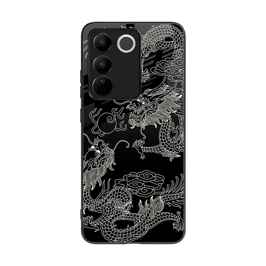 Dragons Black back phone cover | glass case for vivo v27 5g