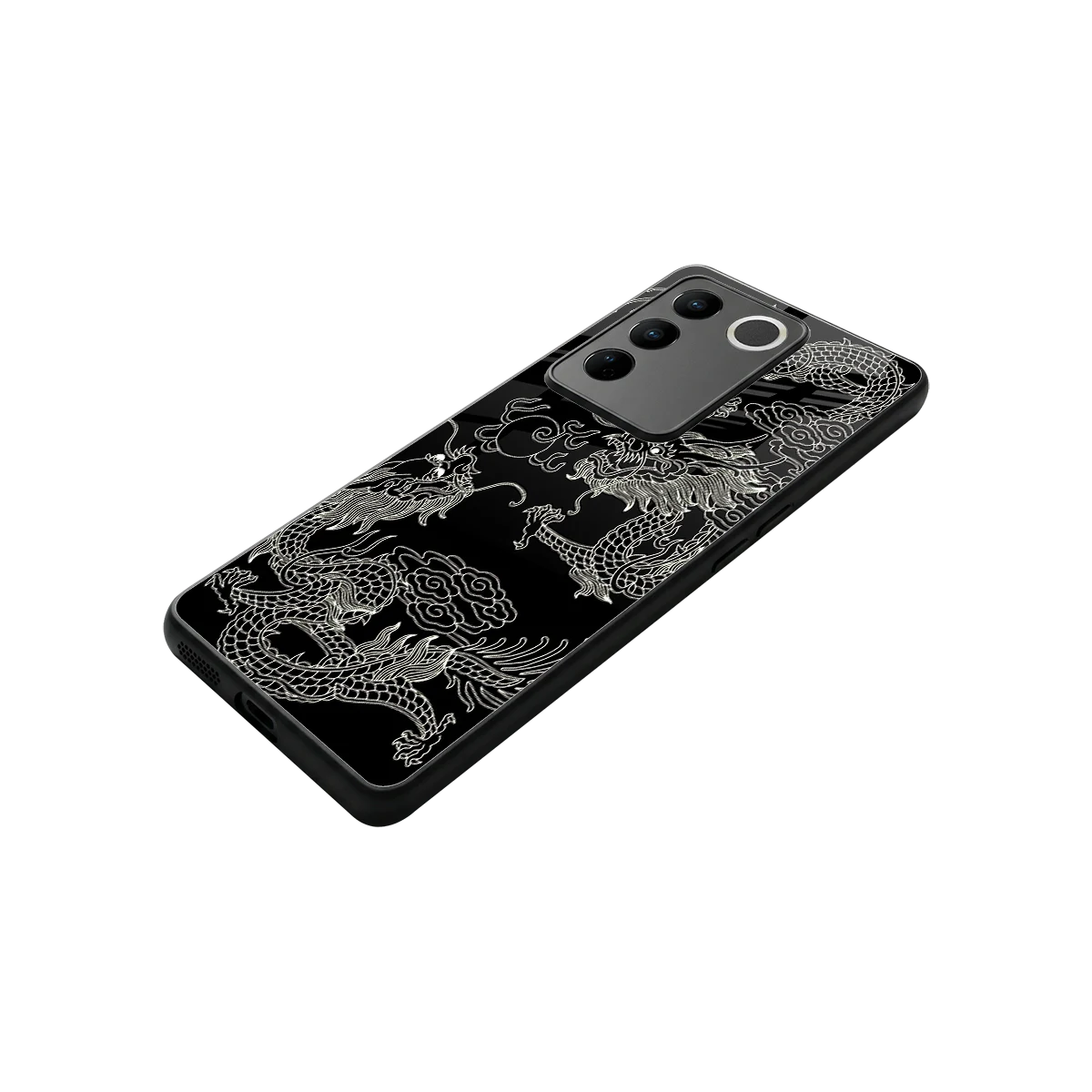 Dragons Black stylish phone case for vivo v27 5g | glossy glass and slim fit