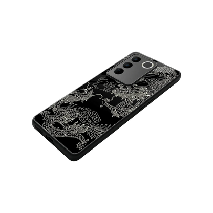 Dragons Black stylish phone case for vivo v27 5g | glossy glass and slim fit