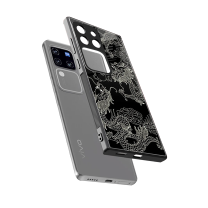 Dragons Black sleekvivo v30 pro cover with tempered glass back and TPU edges
