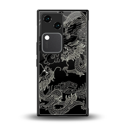 Dragons Black back phone cover | glass case for vivo v30