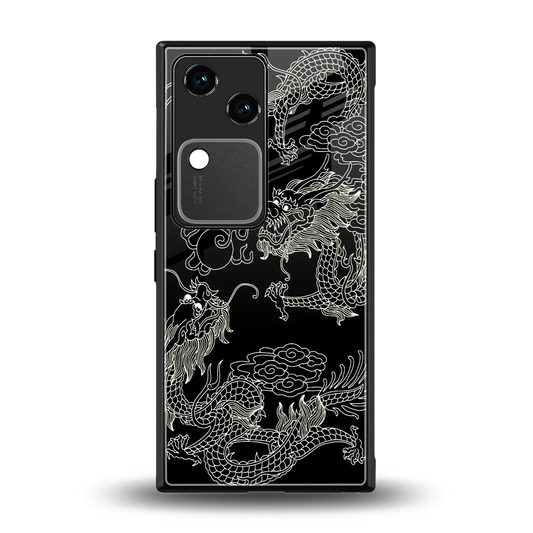 Dragons Black back phone cover | glass case for vivo v30
