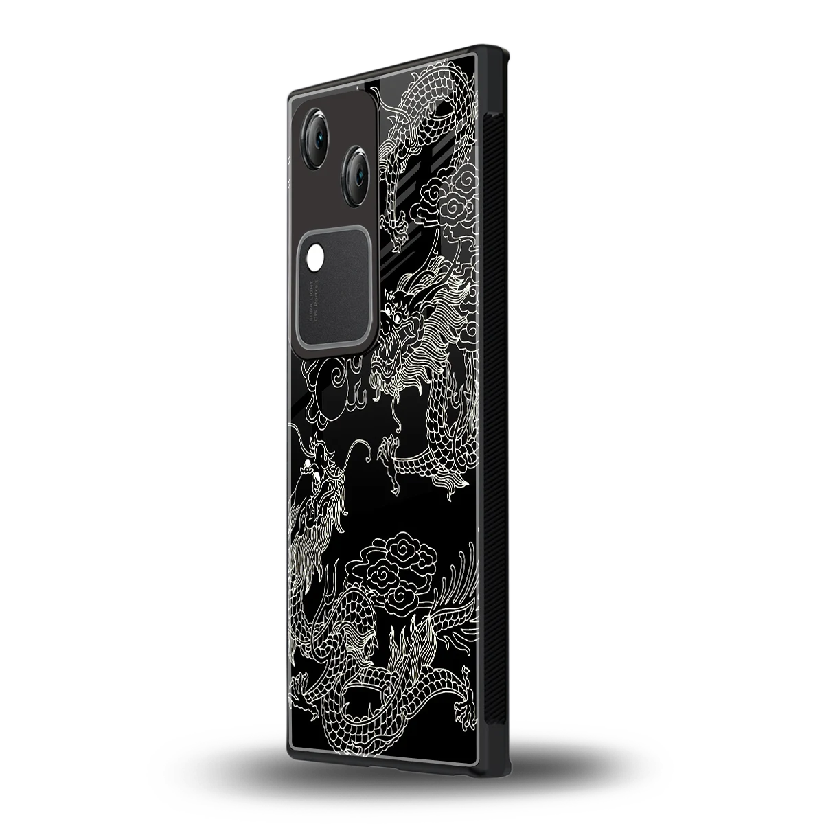 Dragons Black vivo v30 mobile cover | shockproof glass phone case