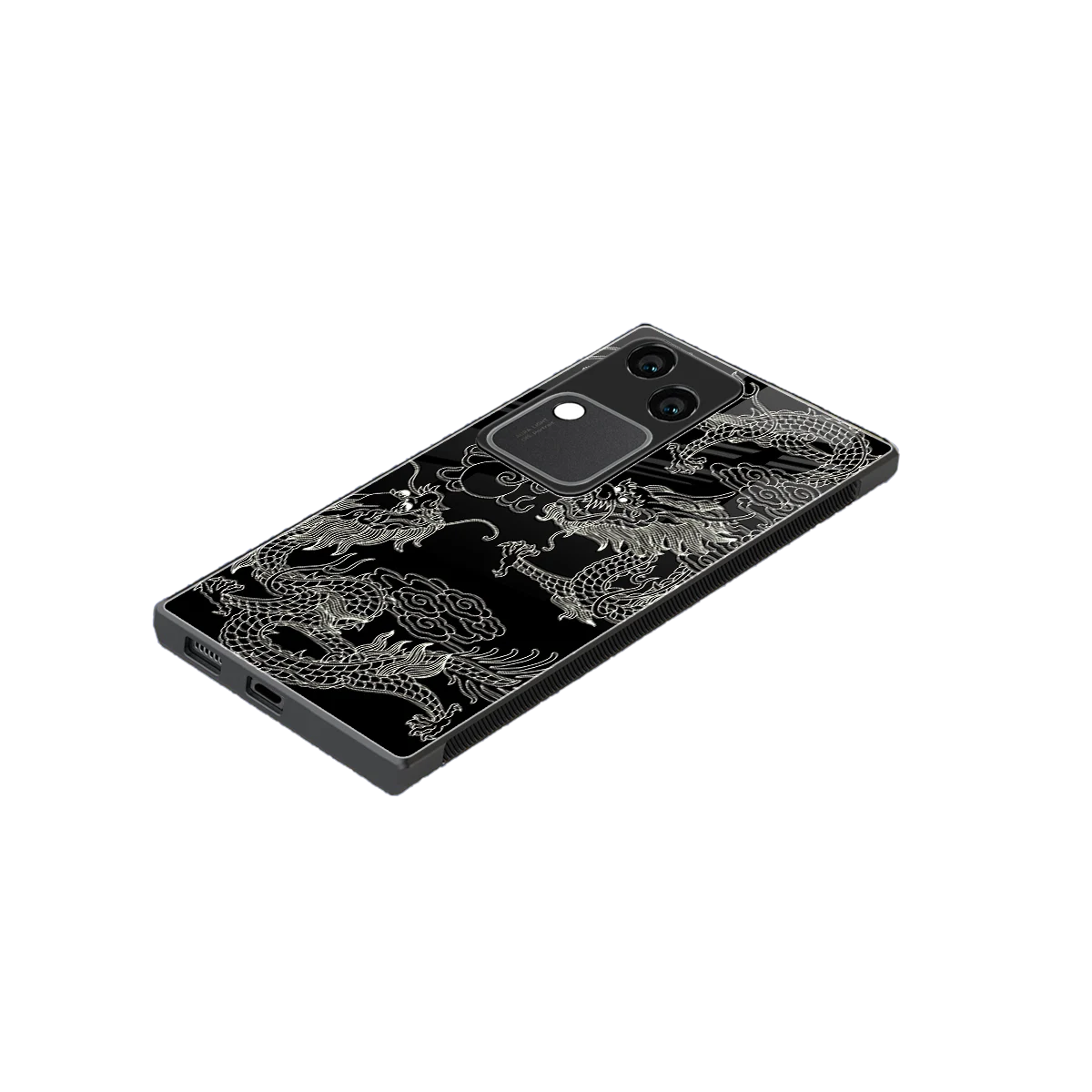 Dragons Black stylish phone case for vivo v30 | glossy glass and slim fit