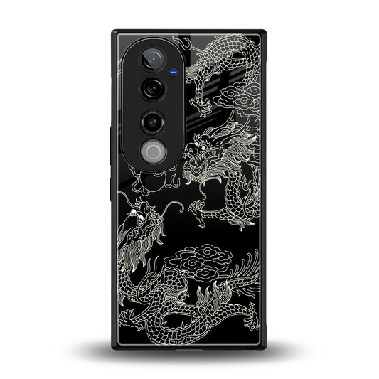 Dragons Black back phone cover | glass case for vivo v40 pro