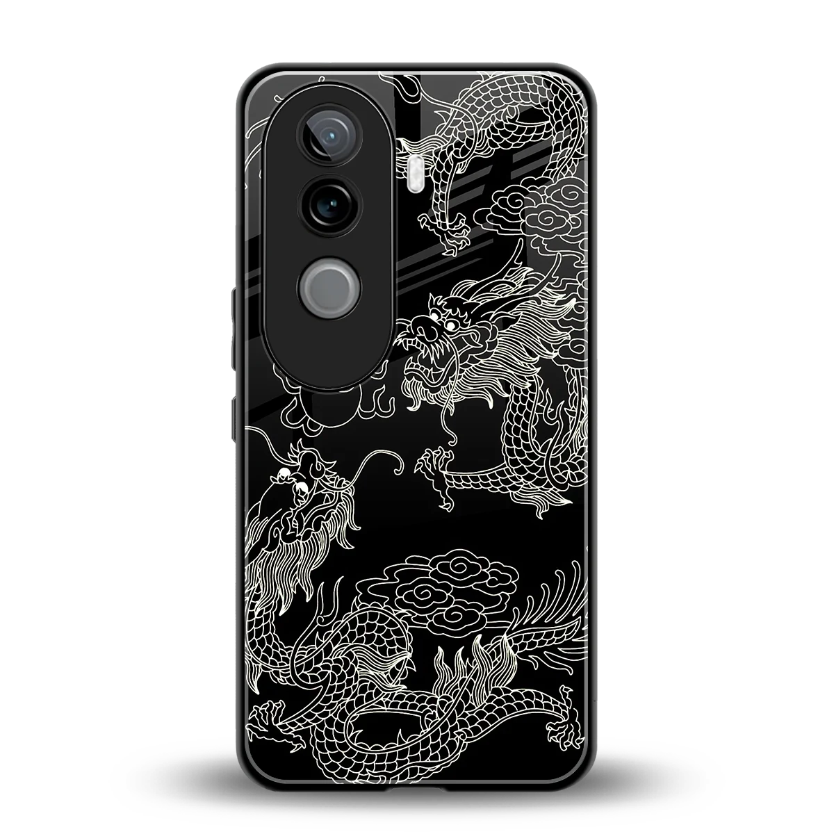 Dragons Black back phone cover | glass case for vivo v40e