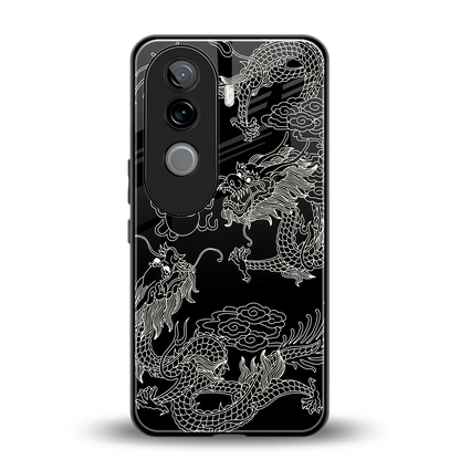 Dragons Black back phone cover | glass case for vivo v40e