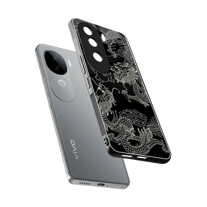 Dragons Black sleek vivo v40e cover with tempered glass back and TPU edges